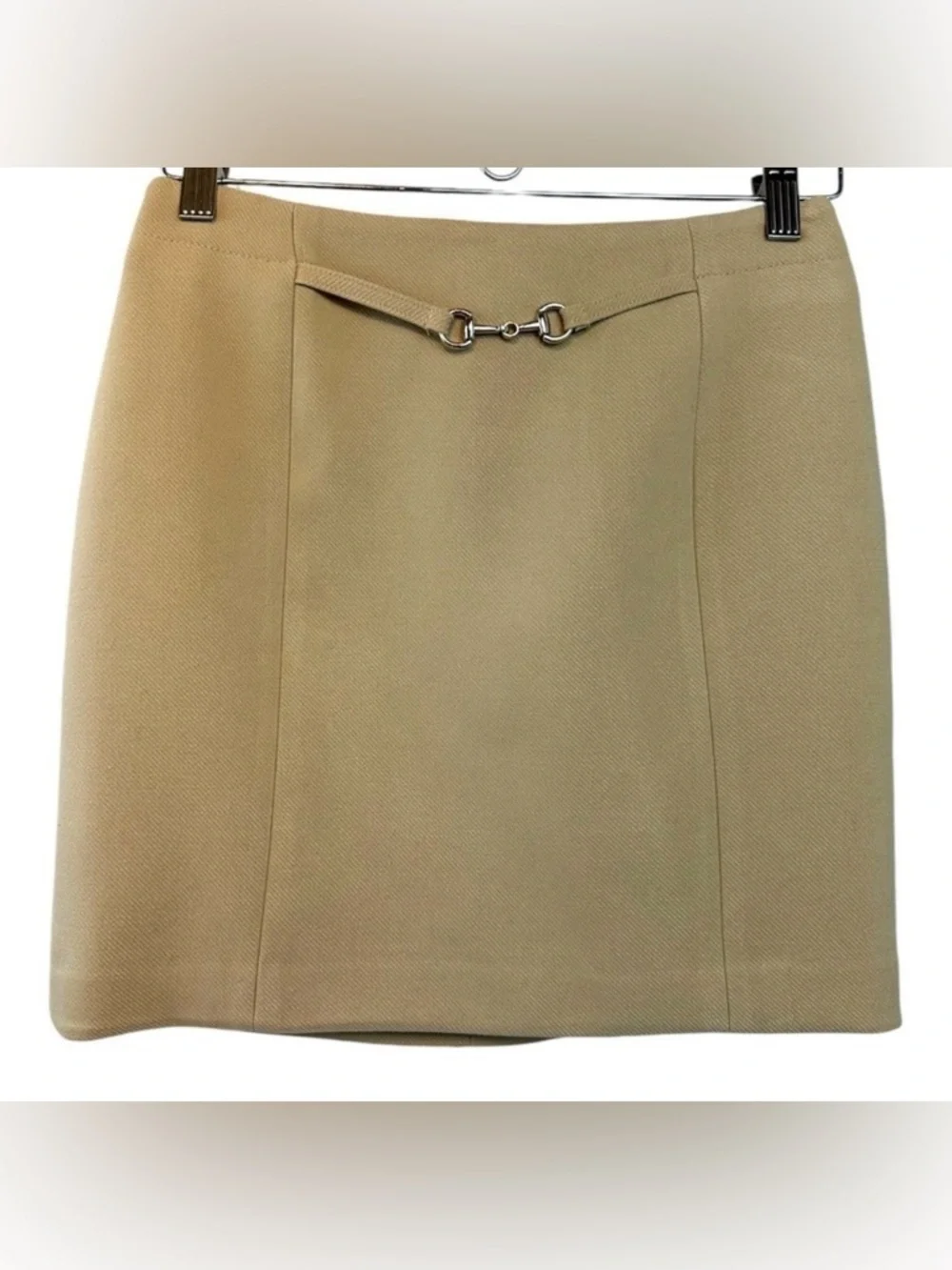 NWT H&M Tan Mini Skirt Women’s Size 4 Fall Silver Buckle